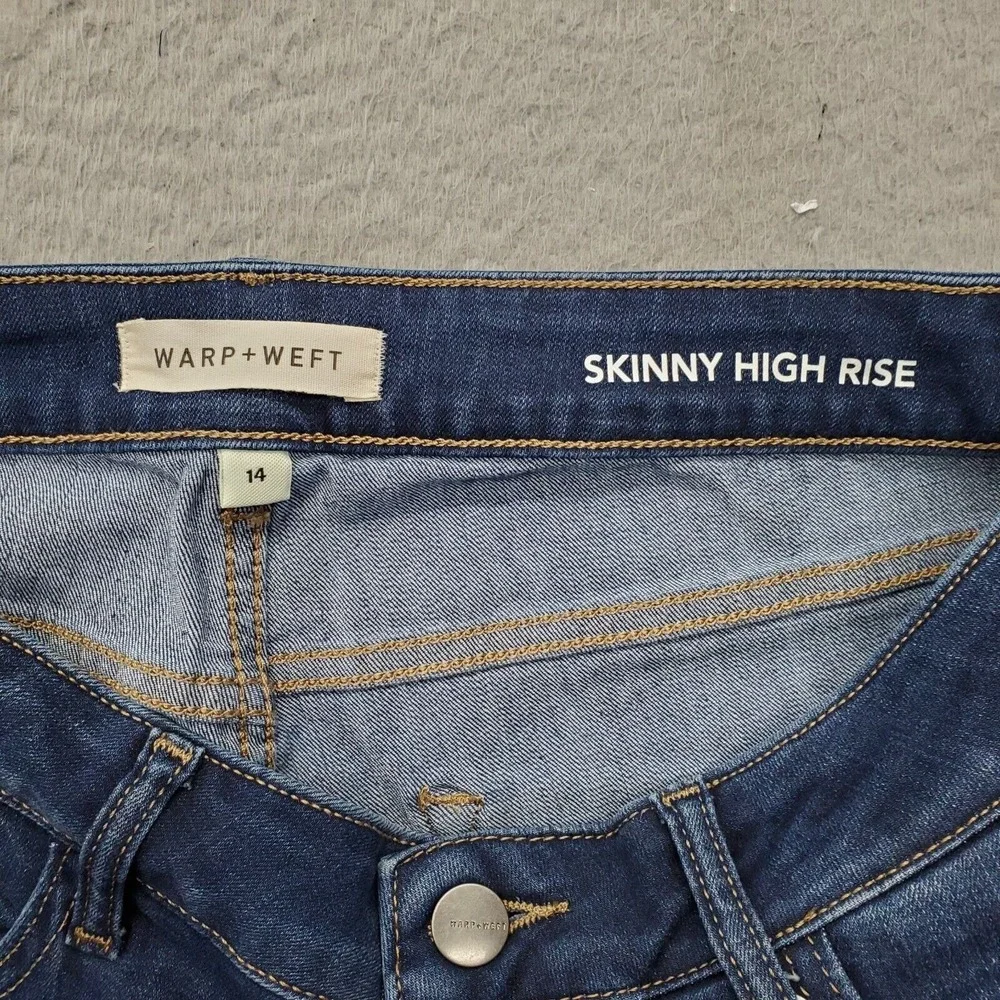 Warp+Weft Jeans Women Size 14 Blue Denim High Rise Super Skinny Slim Fit Stretch - Picture 6 of 9